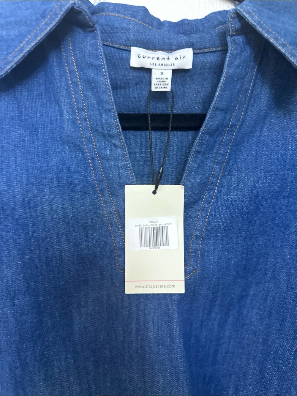 NWT Current Air Denim Mini Dress Size Small Pockets V neck - Picture 2 of 4